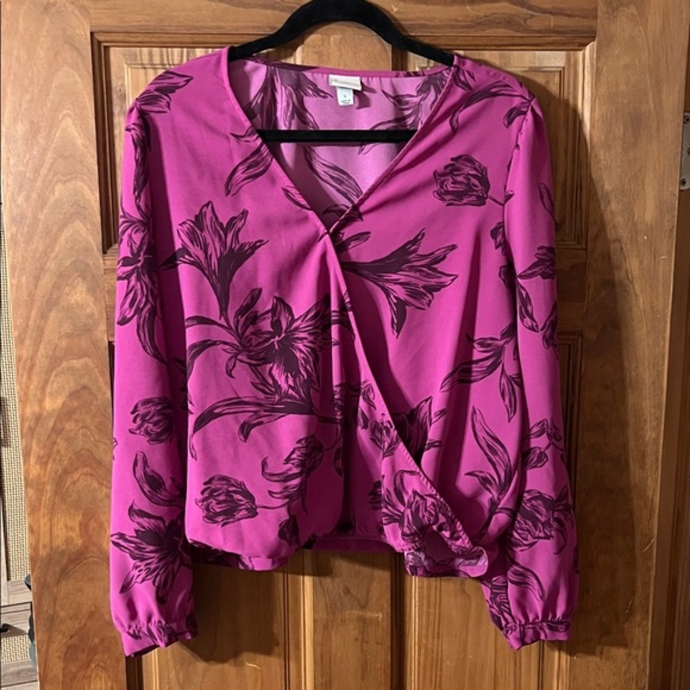 a new day Magenta Floral Blouse